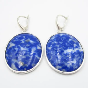 Lapis Lazuli Chile i srebro - kolczyki owale