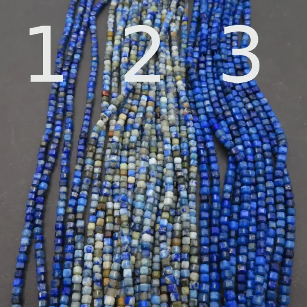 Lapis Lazuli fasetowana kostka 2,5 mm (sznur) (różne warianty i jakość do wyboru)