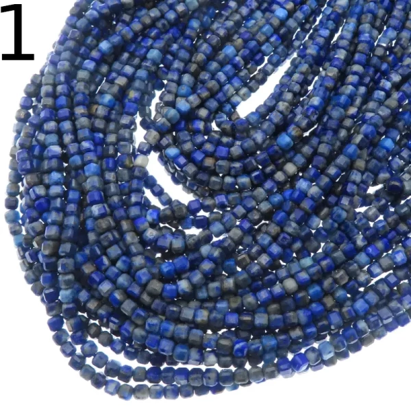 Lapis Lazuli fasetowana kostka 3 mm (sznur) (różne rodzaje)