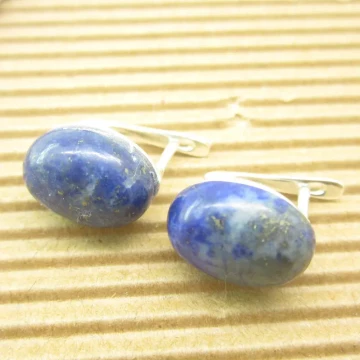 Lapis Lazuli i srebro - kolczyki - owalne 14x10 mm (para)
