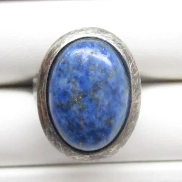 Lapis Lazuli i srebro oksydowane - pierścionek owal (Rozmiar Jubilerski 14) z regulacją