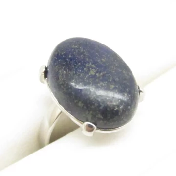 Lapis Lazuli i srebro rodowane - pierścionek owal (Rozmiar Jubilerski 15) z regulacją