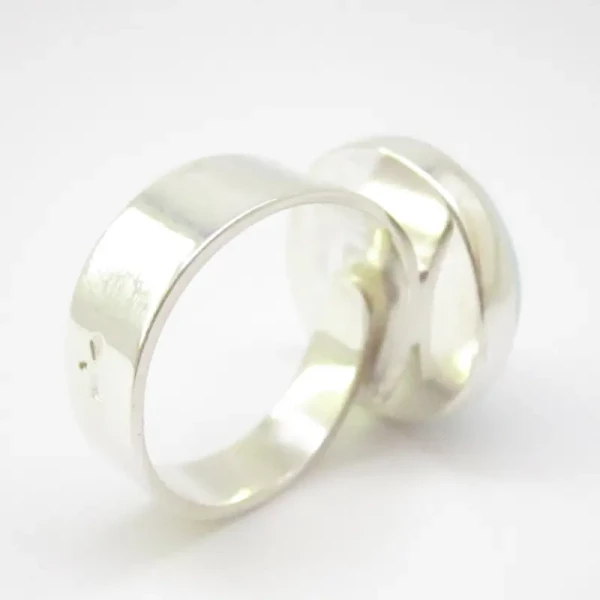 Larimar i srebro - pierścionek okrągły - (rozmiar jubilerski 18) +/- 2 rozmiary regulacji