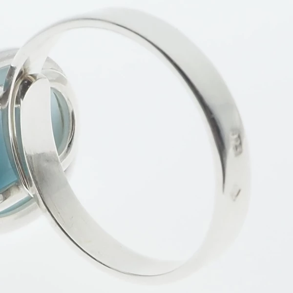 Larimar i srebro - pierścionek okrągły - (rozmiar jubilerski 15 i 16) +/- 2 rozmiary regulacji (2 kamienie do wyboru)