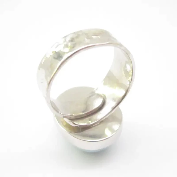 Larimar i srebro rodowane - pierścionek owal - (rozmiar jubilerski 16) +/- 2 rozmiary regulacji