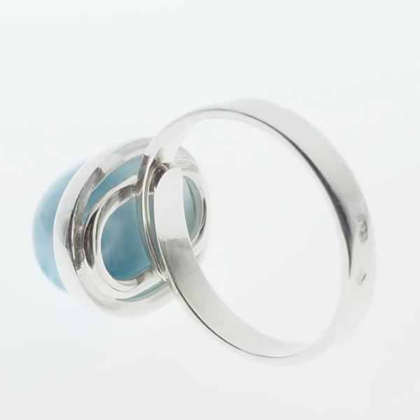 Larimar i srebro - pierścionek okrągły - (rozmiar jubilerski 15) +/- 2 rozmiary regulacji