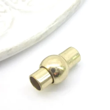 Metalowe końcówki magnetyczne w kolorze złotym, do linek rzemieni 4 mm (komplet)