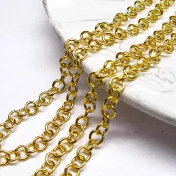 Metalowe - złoty łańcuszek 5 mm - 22 cm