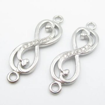 Miedź srebrzona - nieskończoność + cyrkonie microsetting łącznik 21x8 mm
