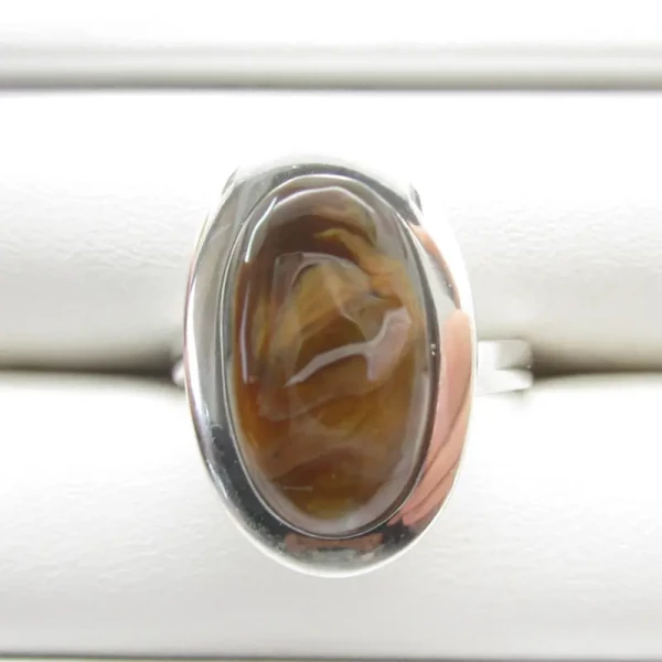 Opal Ognisty i srebro rodowane - pierścionek owal (Rozmiar Jubilerski 16) z regulacją