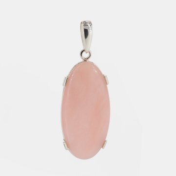 Opal Różowy 34x17mm i srebro - zawieszka owalna