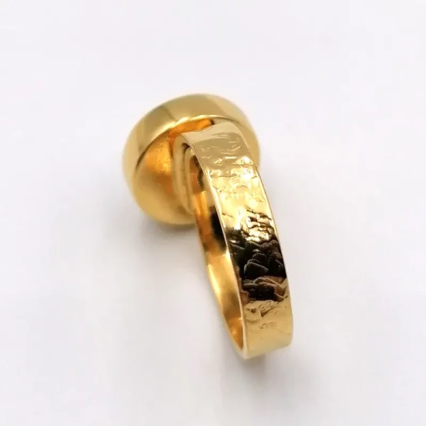 Perła biała i srebro złocone - pierścionek oczko okrągłe (Rezerwacja Pani K)