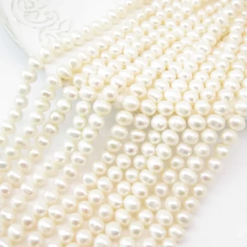 Perły Naturalne Hodowane białe 4-5 mm (sznurek)