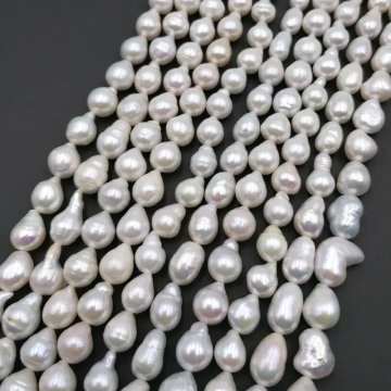Perły Naturalne Hodowane białe barok <br>9-10x10-13 mm (sznur)