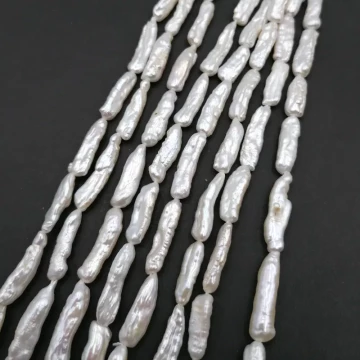 Perły Naturalne Hodowane białe patyczki <br>16-25x6 mm (sznur)