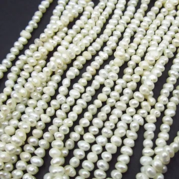 Perły Naturalne Hodowane białe 3 mm (sznur)