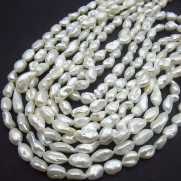 Perły Naturalne Hodowane białe 6-8x10-12 mm (sznur)