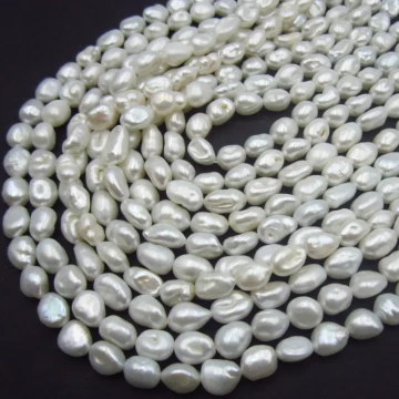 Perły Naturalne Hodowane białe 9-x10 mm (sznur)