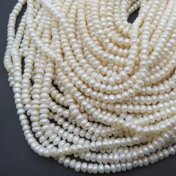 Perły Naturalne Hodowane białe oponki 4-5 mm (sznur)