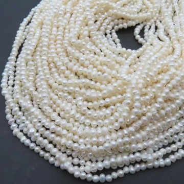 Perły Naturalne Hodowane białe 3-3,5 mm (sznur)