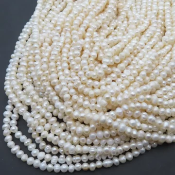 Perły Naturalne Hodowane białe 4-5 mm (sznur)