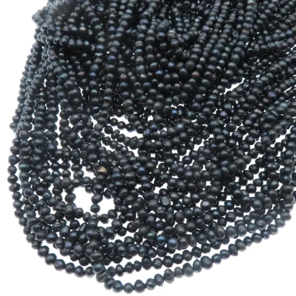 Perły Naturalne Hodowane czarne (granatowe) 3-3,5 mm (sznur)