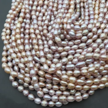 Perły Naturalne Hodowane fioletowe 6-7 mm (sznur)