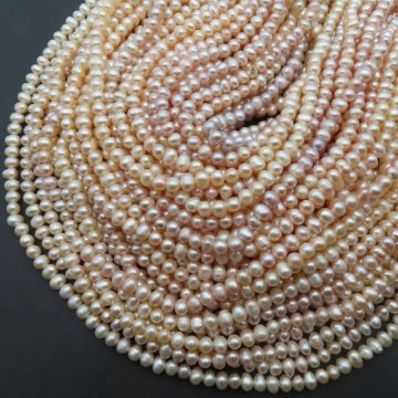 Perły Naturalne Hodowane różowe 4-5 mm (sznur)