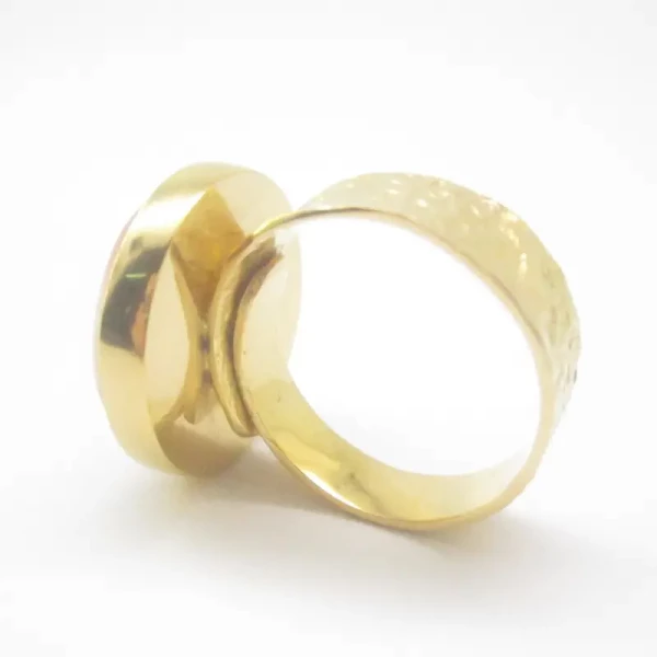 Rodochrozyt w złoconym srebrze młotkowanym - pierścionek (Rozmiar Jubilerski 20) z regulacją