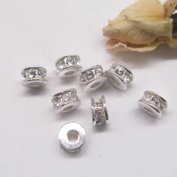 Srebro Ag - element ozdobny - przekładka z kryształkami 6x3 mm  