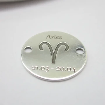 Srebro Ag  - element ozdobny znak zodiaku - Baran (Aries, 21.03-20.04) 12mm  