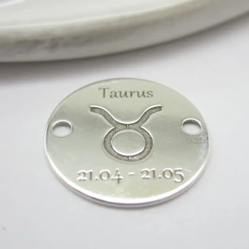 Srebro Ag  - element ozdobny znak zodiaku - Byk (Taurus, 21.04-21.05) 12mm  