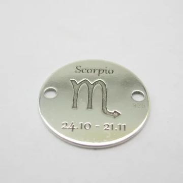 Srebro Ag  - element ozdobny znak zodiaku - Skorpion (Scorpio, 24.10-21.11) 12mm  