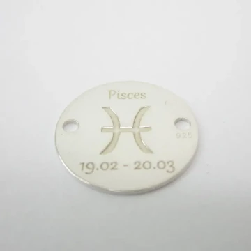 Srebro Ag  - element ozdobny znak zodiaku - Ryby (Pisces, 19.02-20.03) 12mm  