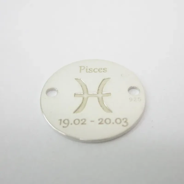 Srebro Ag  - element ozdobny znak zodiaku - Ryby (Pisces, 19.02-20.03) 12mm  