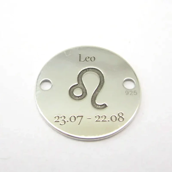 Srebro Ag  - element ozdobny znak zodiaku - Lew (Leo, 23.07-22.08) 12mm  