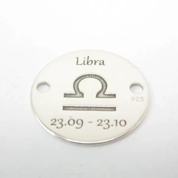 Srebro Ag  - element ozdobny znak zodiaku - Waga (Libra, 23.09-23.10) 12mm  