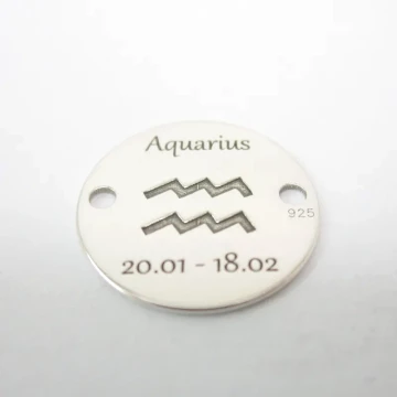 Srebro Ag  - element ozdobny znak zodiaku - Wodnik (Aquaris, 20.01-18.02) 12mm  
