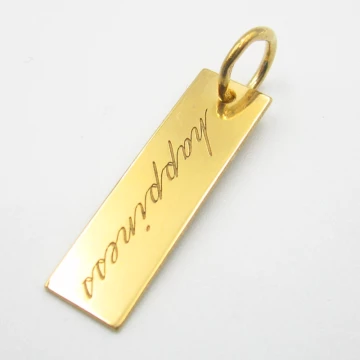 Srebro Ag złocone - blaszka z napisem happiness  25x7mm (grubość 0,55mm lub 1mm) 