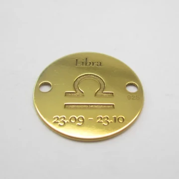 Srebro Ag Złocone  - element ozdobny znak zodiaku - Waga (Libra, 23.09-23.10) 12mm          