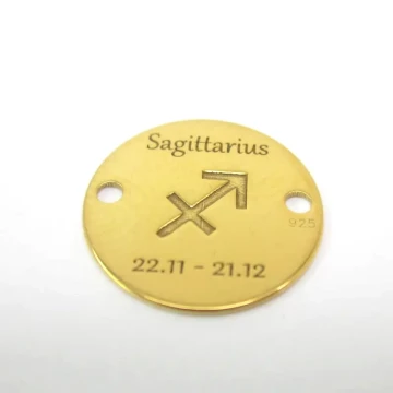 Srebro Ag Złocone  - element ozdobny znak zodiaku - Strzelec (Sagittarius, 22.11-21.12) 12mm    