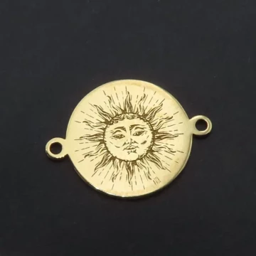 Srebro Ag złocone - łącznik słońce 14mm