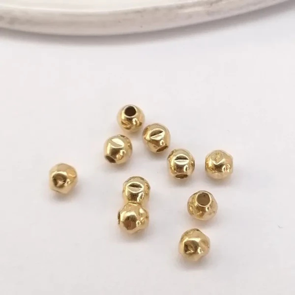 Srebro Ag złocone - młotkowana kulka ozdobna 2,5 mm  
