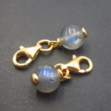 Srebro Ag złocone - zawieszka charms Labradoryt 7 mm 