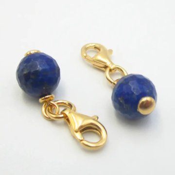 Srebro Ag złocone - zawieszka charms Lapis Lazuli fasetowana 8 mm 