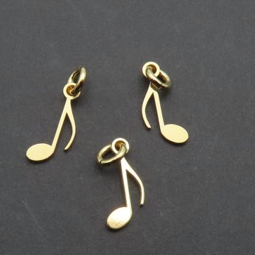 Srebro Ag złocone -  zawieszka nutka 10x4mm