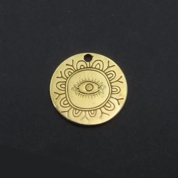 Srebro Ag złocone - zawieszka oko proroka 14mm