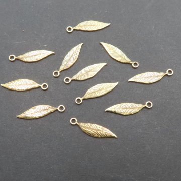 Srebro złocone Ag  - zawieszka piórko 13x3,5mm