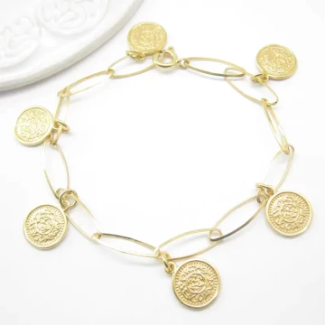 Srebro złocone - bransoletka z monetami