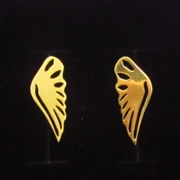 Srebro złocone - kolczyki sztyfty - skrzydła